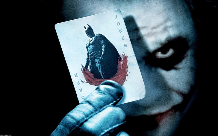 Batman Joker card, movies, The Dark Knight, Heath Ledger, human hand, HD wallpaper
