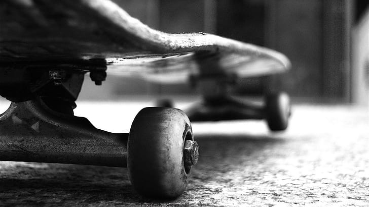 skateboarding, skates, monochrome, HD wallpaper