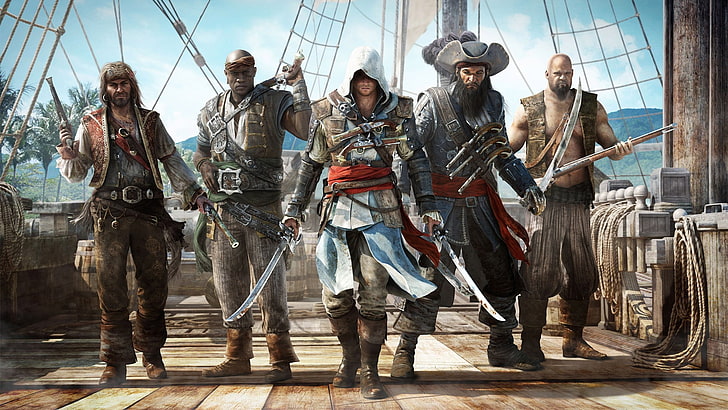 Assassin's Creed illustration, Assassin's Creed: Black Flag, pirates, HD wallpaper