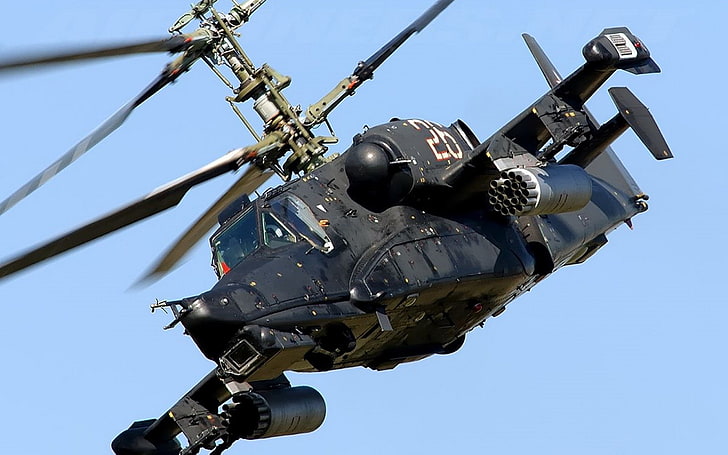 helicopters, kamov ka-50, vehicle, military aircraft, sky, mode of transportation