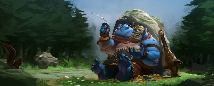Ogre Magi from Dota 2, artwork, water, real people, one person, HD wallpaper