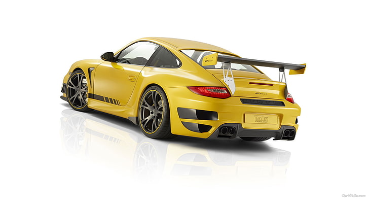 yellow Volkswagen 5-door hatchback, Porsche 911, car, yellow cars, HD wallpaper