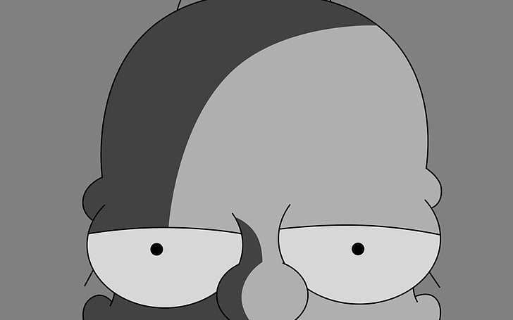 grayscale Homer Simpson digital wallpaper, The Simpsons, cartoon