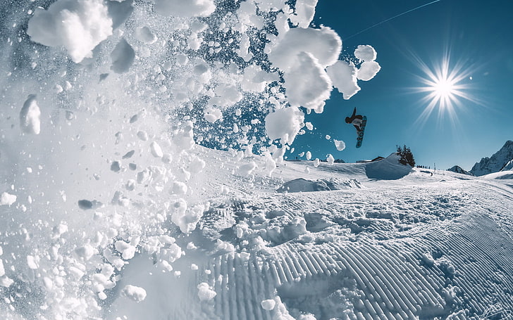 white snowfield, snowboard, Switzerland, freestyle, cold temperature, HD wallpaper