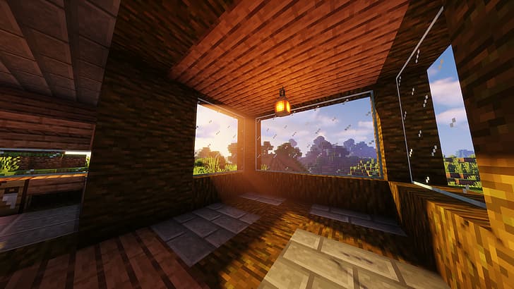 Minecraft, shaders, sun rays, forest