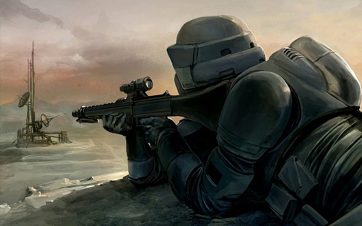 Star Wars, sniper rifle, artwork, rifles, HD wallpaper