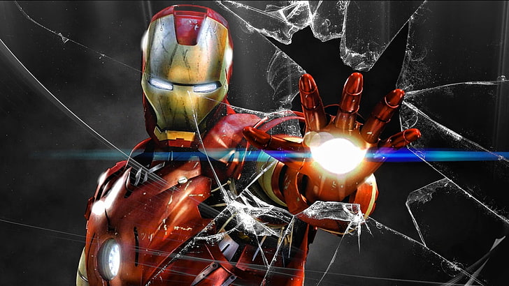 Iron Man digital wallpaper, Marvel Comics, glass - material, indoors