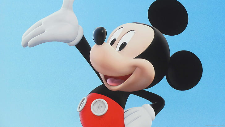 Mickey Mouse, Lovely Cartoon, Classic, Blue Backfground