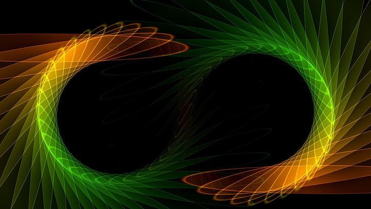 green and orange wallpaper, abstract, fractal, pattern, motion, HD wallpaper