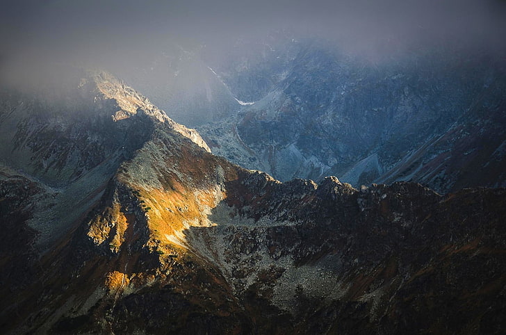nature, photography, landscape, snowy peak, mist, mountains, HD wallpaper