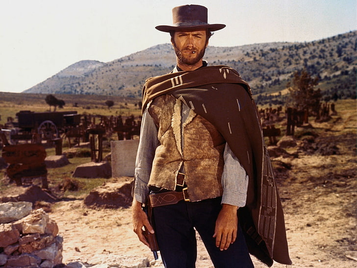 Clint Eastwood, weapons, hill, cemetery, actor, evil, gun, treasure