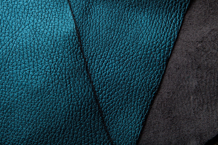 black leather surface, texture, blue, background, suede, full frame, HD wallpaper