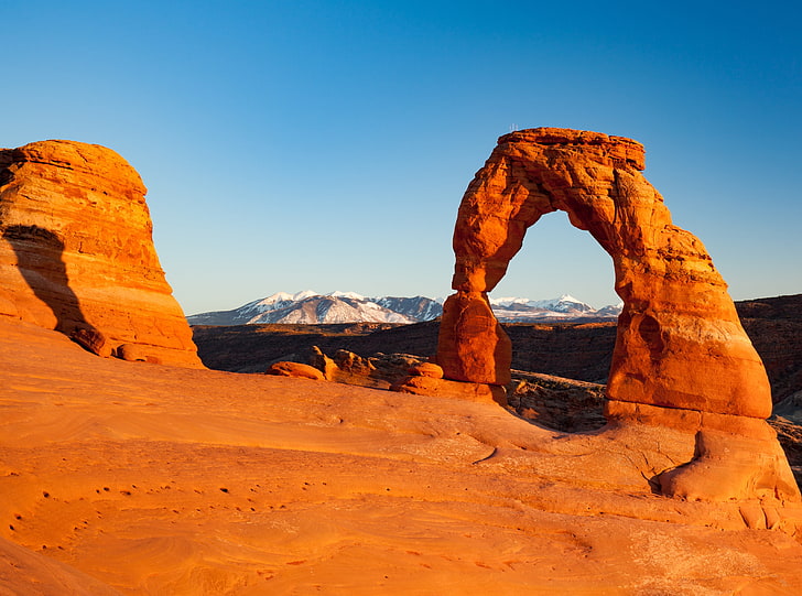 View of the Delicate Arch at Sunset, United States, Utah, Travel, HD wallpaper