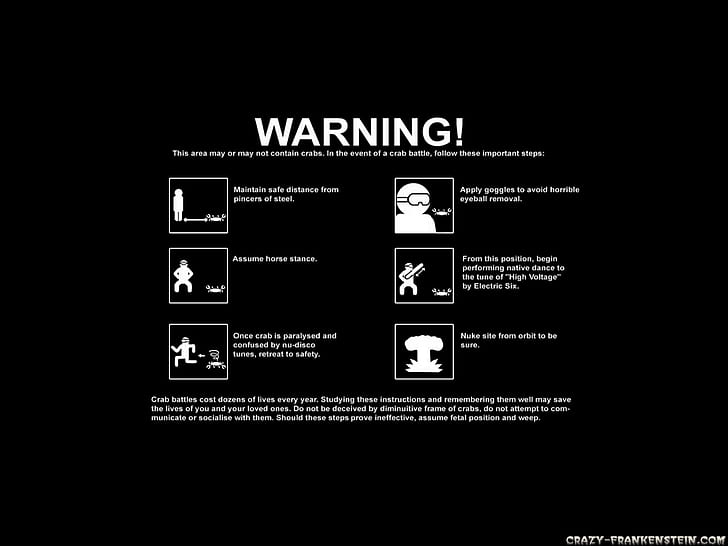 HD wallpaper: funny warning text only crabs black background 1024x768  Entertainment Funny HD Art | Wallpaper Flare