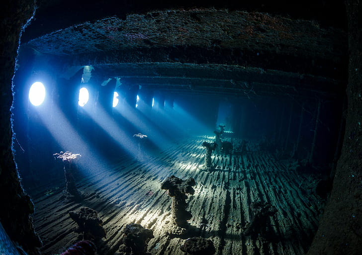 Corrosion, Deep Sea, interior, Nadya Kulagina, ship, Shipwreck, HD wallpaper