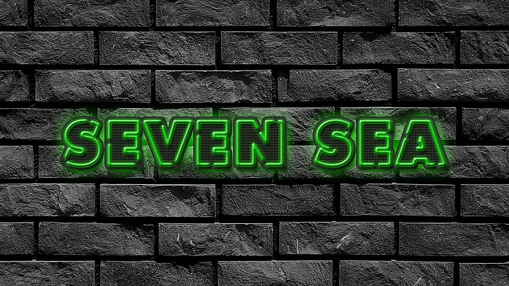 Seven Sea logo, Photoshop, metal music, Marilyn Manson, text