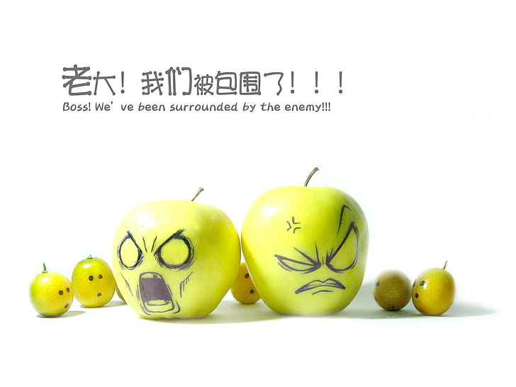 two green apple characters, Wallpaper, different, widescreen
