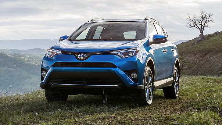 2016, Toyota Rav4 Hybrid, Blue Car, Nature, blue toyota hatchback, HD wallpaper