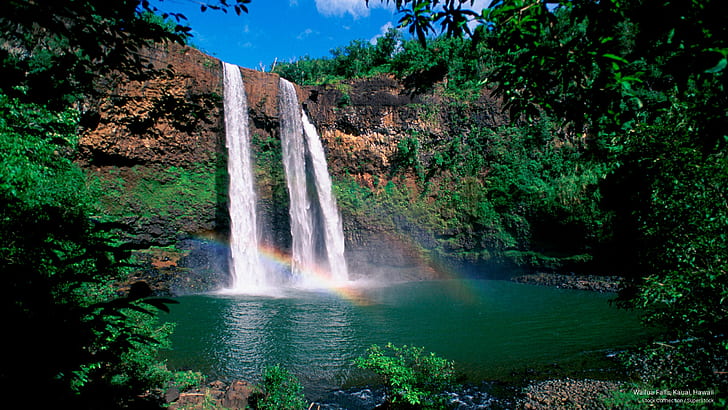 Wailua Falls, Kauai, Hawaii, Waterfalls, HD wallpaper
