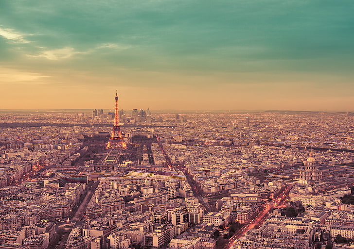 Eiffel Tower, aerial photo of Eiffel Tower, Paris, France, cityscape, HD wallpaper