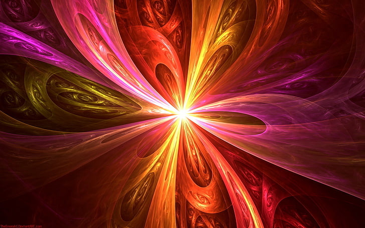 red and yellow plastic toy, fractal, focal point, backgrounds, HD wallpaper