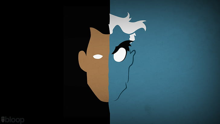 Harvey Dent, Two-Face, hero, minimalism, villains, splitting