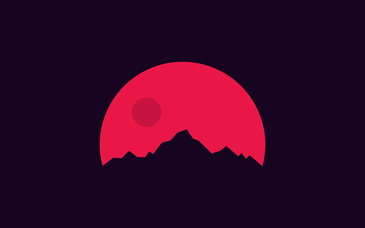 bloody moon illustration, Mars, artwork, minimalism, red, silhouette, HD wallpaper