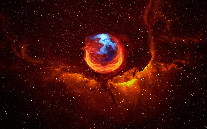 Mozilla Firefox logo digital wallpaper, space, abstract, Browser