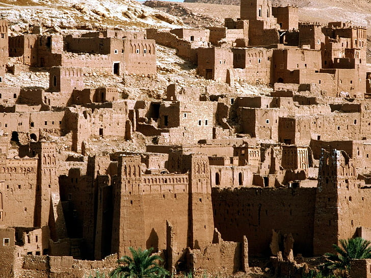 Morocco, village, fort, ruins, old building, HD wallpaper