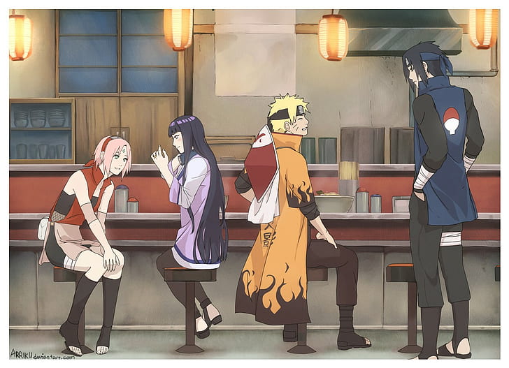 Haruno Sakura, Uzumaki Naruto, Uchiha Sasuke, anime, Hyuuga Hinata