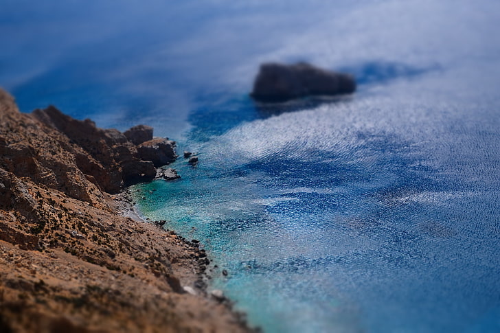 Greece, water, nature, sea, blue, land, beauty in nature, rock, HD wallpaper