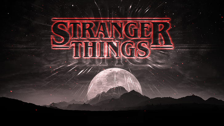 Stranger Things, TV, Moon, night, HD wallpaper