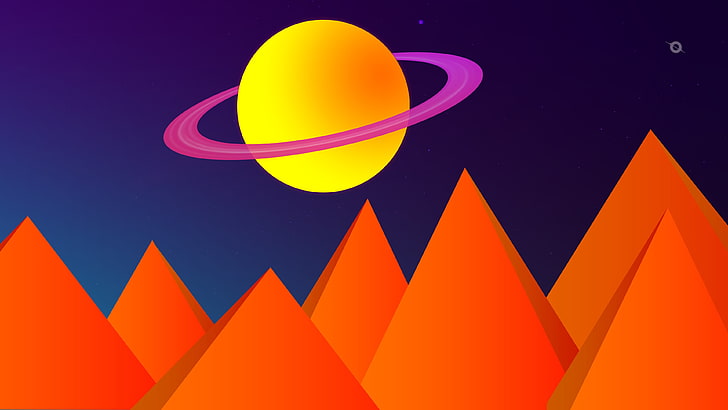 fantastic planet, Sun, sky, synthwave, OutRun, minimalism, multi colored, HD wallpaper