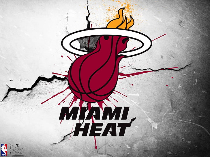Download Miami Heat Logo On Red Violet Wallpaper