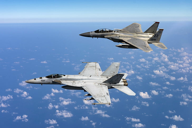 Jet Fighters, Aircraft, Boeing F/A-18E/F Super Hornet, McDonnell Douglas F-15 Eagle, HD wallpaper