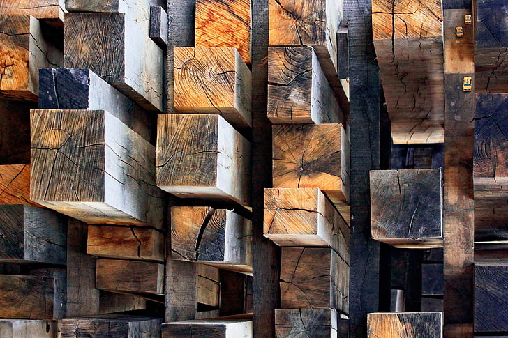 brown wood log lot, texture, full frame, backgrounds, wood - material, HD wallpaper