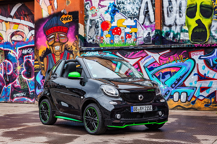 Smart ForTwo, paris auto show 2016, graffiti, electric cars