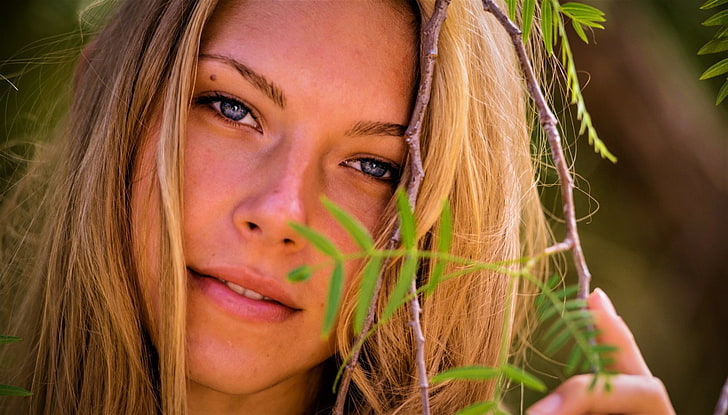 Krystal Boyd, model, women, face, blue eyes, women outdoors, HD wallpaper