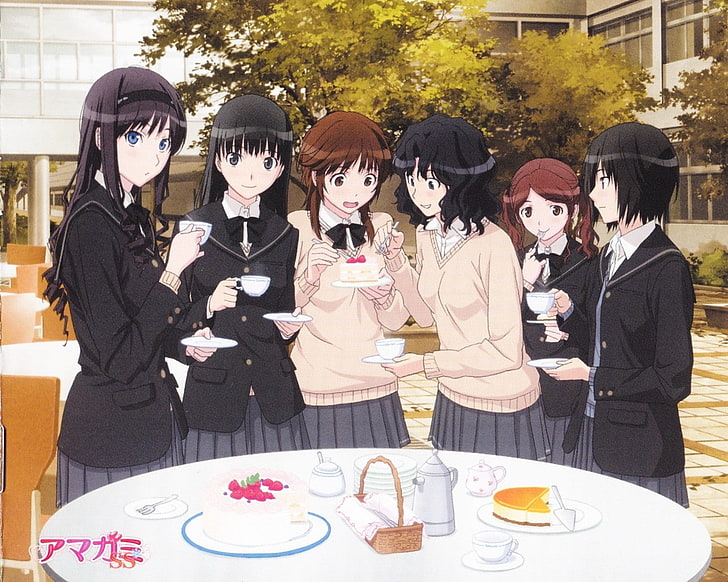 Amagami SS, anime girls, Nanasaki Ai, Nakata Sae, Morishima Haruka