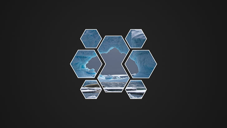 simple, glaciers, hexagon, gray, minimalism, HD wallpaper