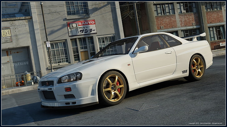 white coupe, Nissan GT-R, Nissan Skyline GT-R R34, car, mode of transportation, HD wallpaper