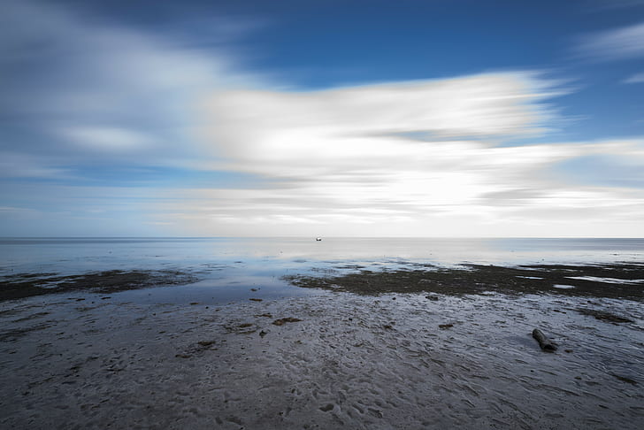 beach, sky, landscape, clouds, sand, sea, key west, Florida, HD wallpaper