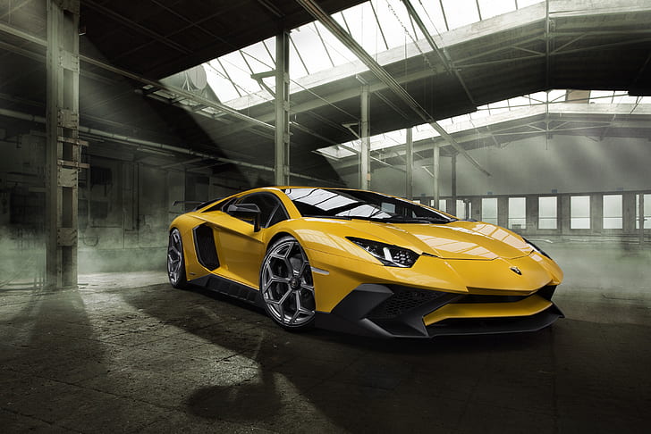 car, machine, Lamborghini, auto, yellow, beautiful, the front, HD wallpaper