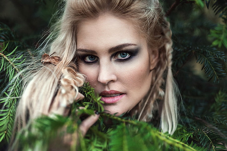fantasy girl, women outdoors, makeup, blonde, portrait, young adult
