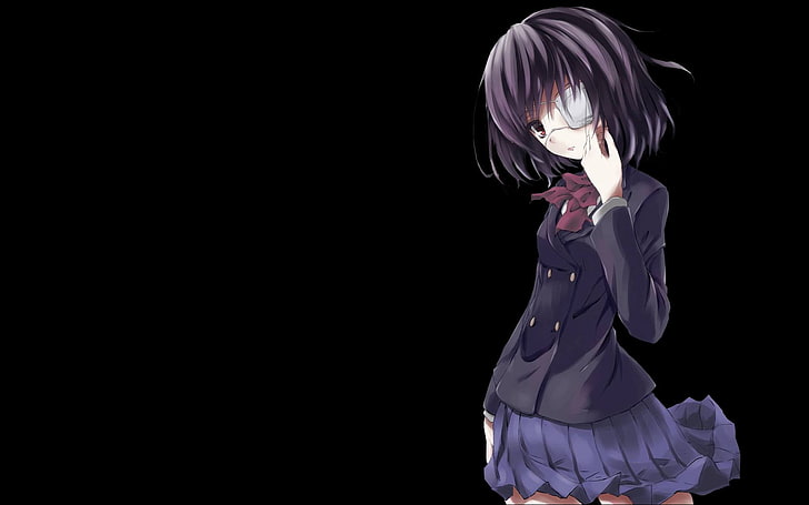 Another, Misaki Mei, anime girls, one person, black background, HD wallpaper