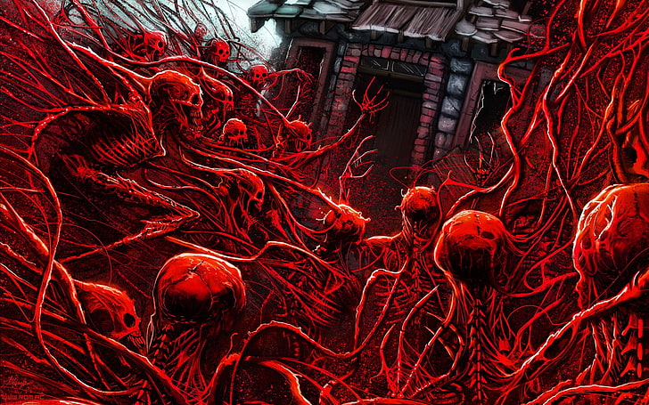HD wallpaper: red skeleton wallpaper, Dark, Creepy, Halloween, Horror,  Romantically Apocalyptic | Wallpaper Flare