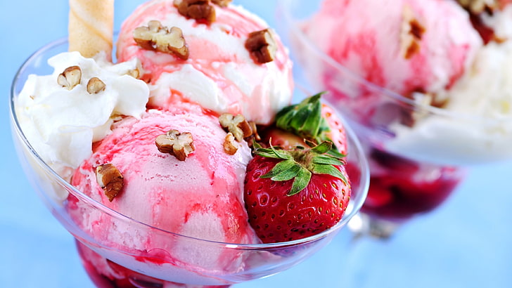 strawberry ice cream, food, food and drink, sweet food, fruit