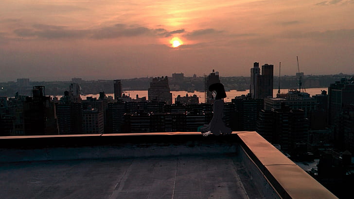HD wallpaper: hotaru tomoe, rooftops, sunset | Wallpaper Flare