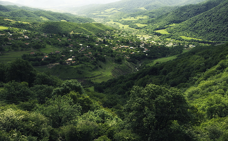 Karabakh, Armenia, aerial view of village, Nature, Landscape