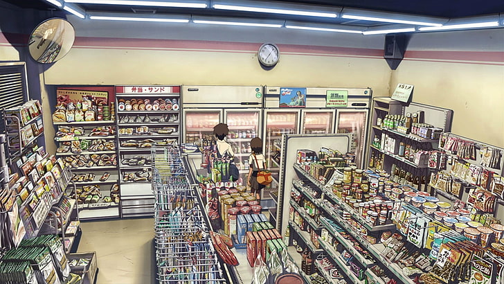 HD wallpaper: anime, mercantile establishment, grocery store, shop,  supermarket | Wallpaper Flare
